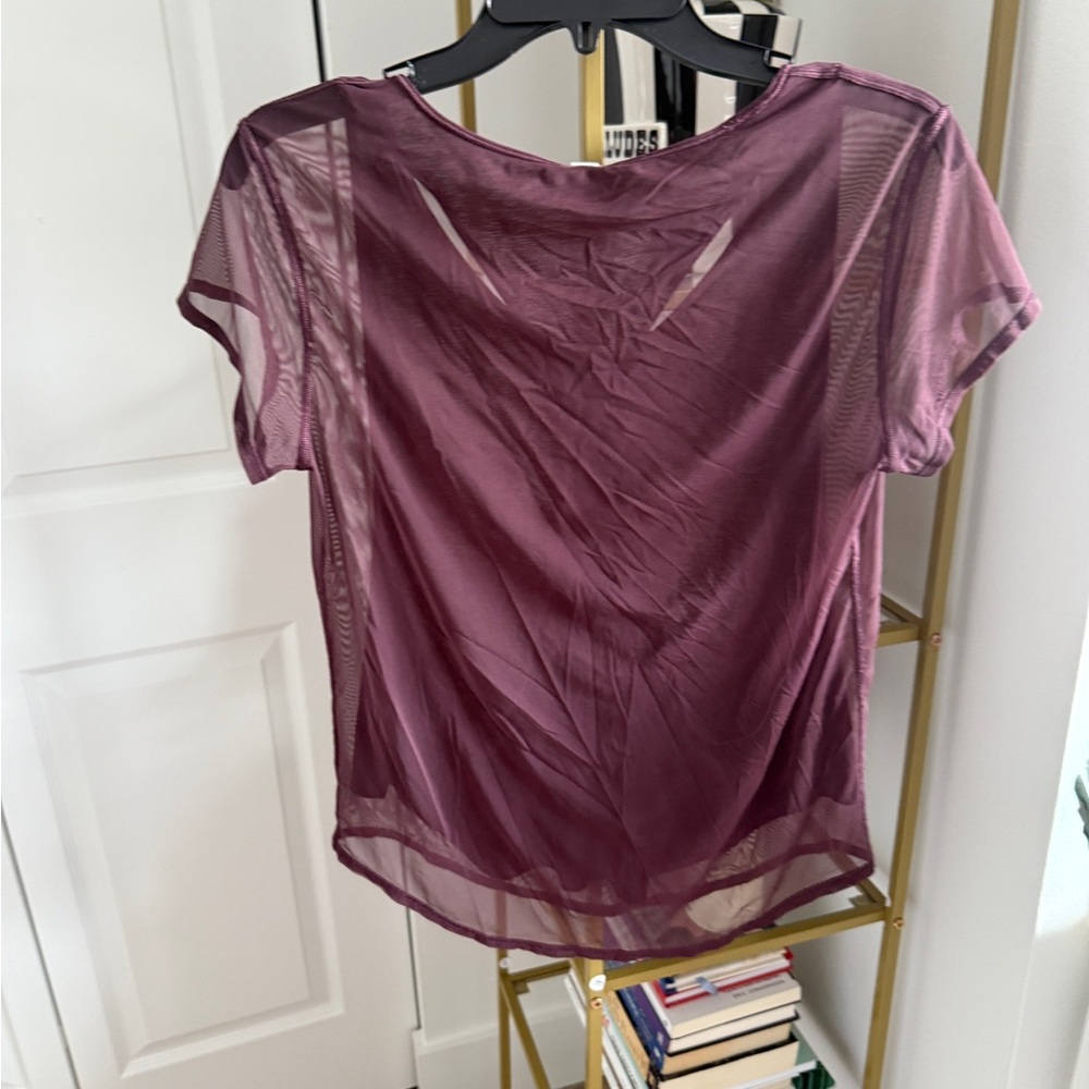 Lululemon Athletica Sheer Plum Short Sleeve Top